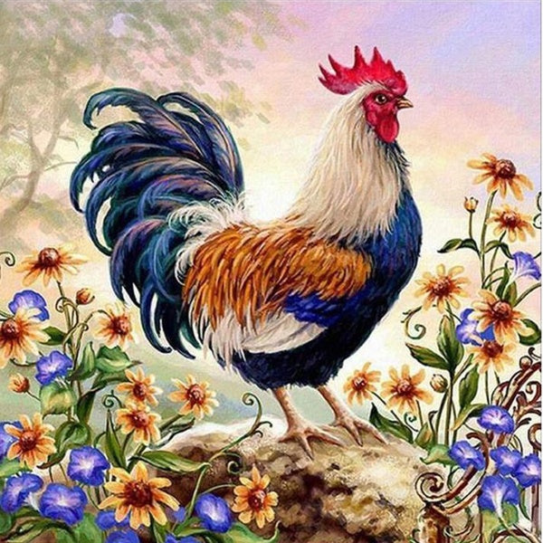 DIY 5D Diamond Painting Animal Cock-Rooster Full Drill with Number Kits Home and Kitchen Fashion Crystal Rhinestone Cross Stitch Embroidery Paintings
