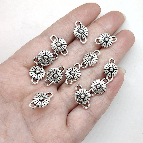 New 16*10mm 20pieces-bag Zinc Alloy Sun Flower Connector Charms Linker for DIY Necklace Earring Jewelry Accessories