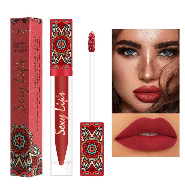 Quick Dry Non Stick Cup Matte Soft Mist Lip Glaze Bohemian Style Lasting Lipstick Makeup Lip Gloss Water proof cosmetics