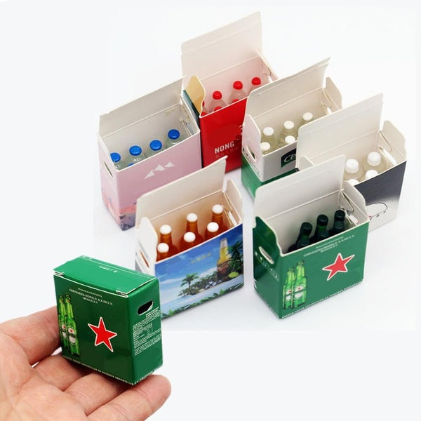 Mini Drink Beer Water Carton Box Doll House Accessories Miniature Scene 1:12 Kids Toy
