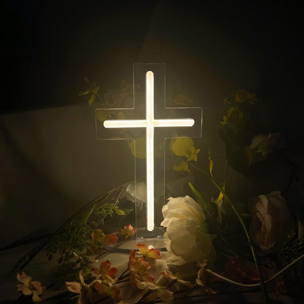 Cross Neon Sign, Jesus Cross Neon Sign Led Neon Light, Cross Neon Lights for Wall Decor Christening Day Baby Shower Decoration Bedroom Kids Room