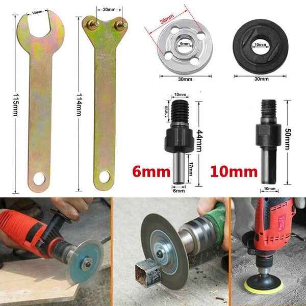 5pcs Connecting rod Flange Nut Inner Outer Kit and Angle Grinder Key Flanged Wrench for Electric Drill conversion angle grinder tool