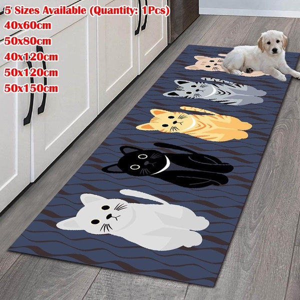 Lovely Cat Cartoon Mats Living Room Bedroom Non-slip Stairs Rugs Cat Pattern Floor Mats Hallway Anti-Slip Home Kitchen Mat 40x60-50x80-40x120-50x120-