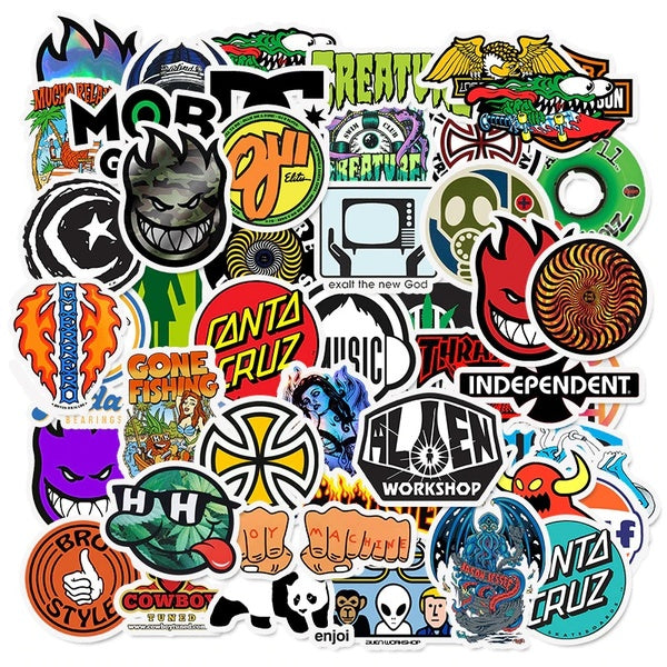10-25-50 PCS Skateboard Fashion brand stickers Waterproof Sticker For Luggage Car Guaitar Skateboard Phone Bicycle Laptop Stickers