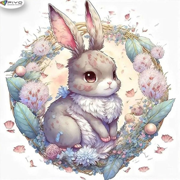 FIYO Rabbit DIY 5D Diamond Painting Full Drill with Number Kits Home and Kitchen Fashion Mosaic Diamond Painting Canvas Wall Decoration Gift Crafts f