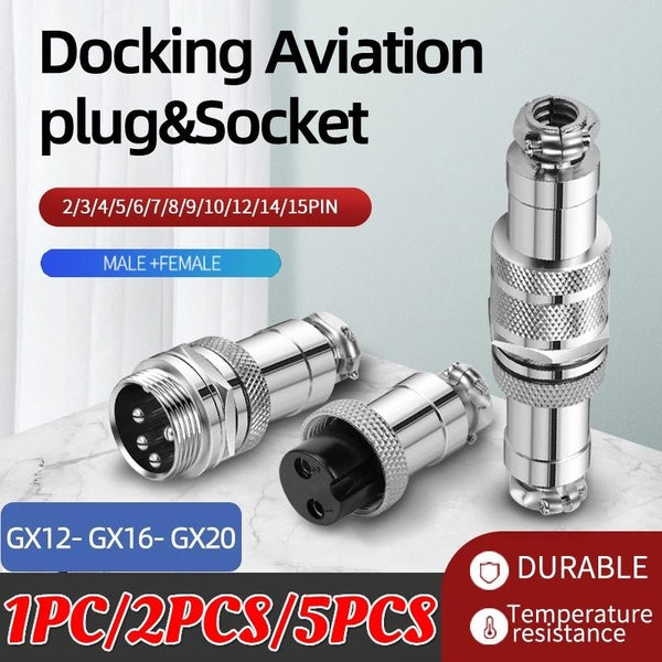1PC-2PCS-5PCS Aviation Connector GX12 GX16 GX20 2 3 4 5 6 7 8 9 10 12 14 15 Pins Male Female Wire Panel Docking Connector