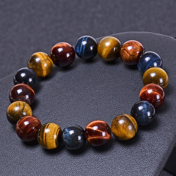 Mode 6-8-10-12-14mm coloré yeux de tigre perles Bracelet hommes charme pierre naturelle Braslet pour homme bijoux faits à la main cadeau Pulseras