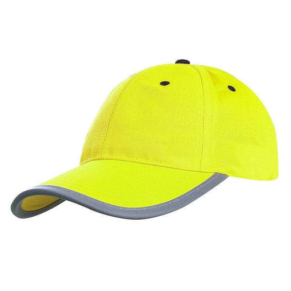 AYKRM Headwear Hi-Vis Cap - Reflective Visibility Baseball Hat Reflective High Visibility Piping Neon Polyester Twill Low Profi