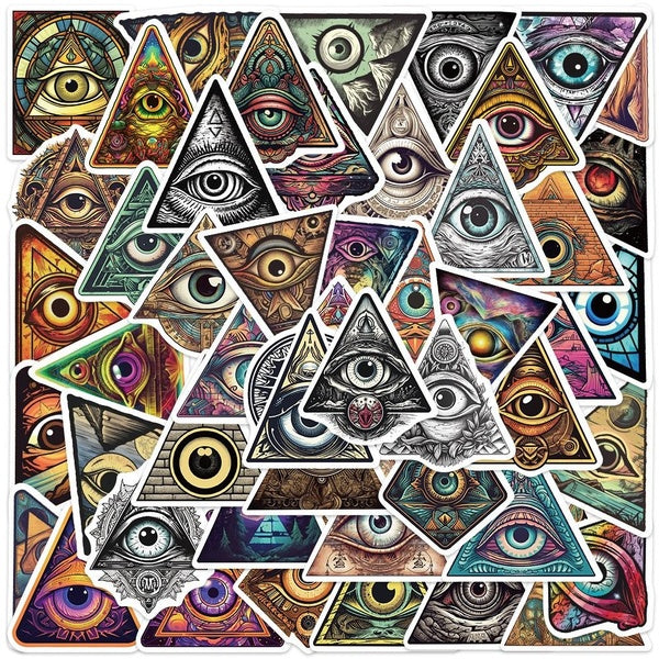10-50pcs Cartoon All Seeing Eye Stickers Eye of Providence Gods Eye Graffiti Stickers for DIY Luggage Laptop Skateboard Motorcycle Bicycle Stickers