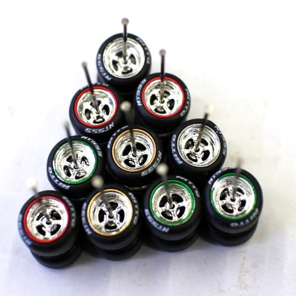 New Original 1-64 Alloy Car Model Modified 4pcs Set Wheels Tire Hot Wheels Model Modified Car Accessories