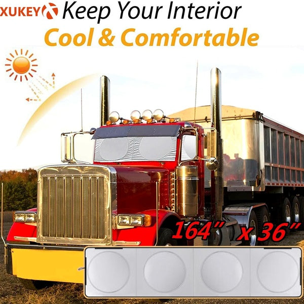 XUKEY 1Pc For Freightliner Volvo Semi Truck RV Motorhome Sun Shade Front Window Windshield Windscreen Sunshade Block Cover Accessories