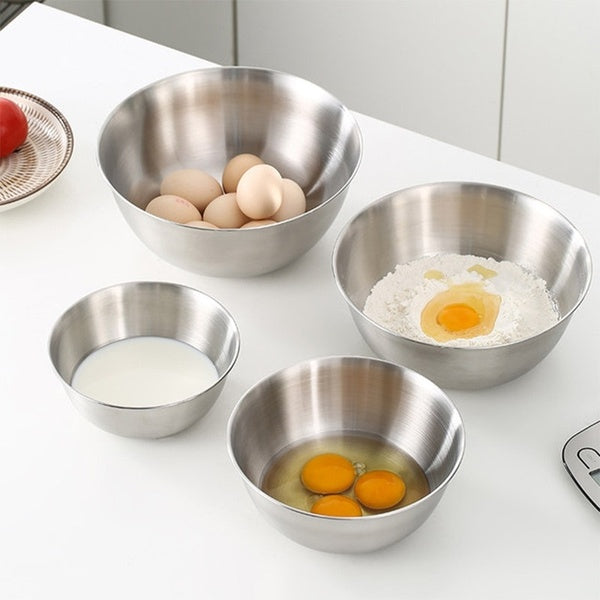 304 Stainless Steel Salad Bowl Kitchen Anti-scalding Cooking Bowls Set Vegetable Food Egg Mixer Mixing Bowl Baking Tools Tableware Accessory