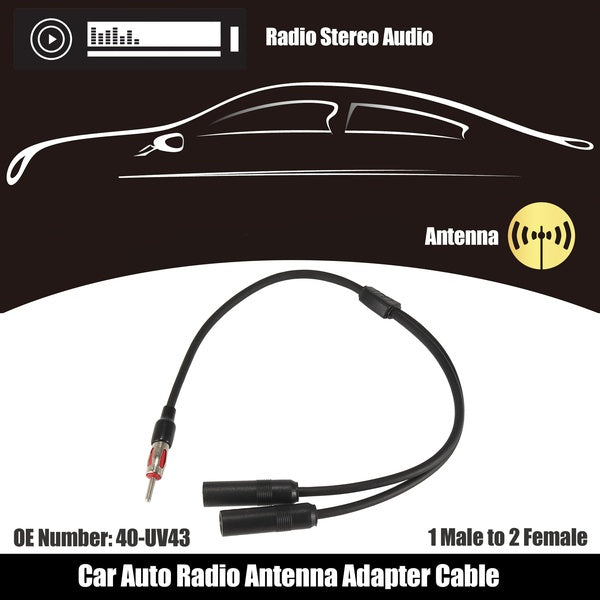Car Auto Radio Antenna Stereo 1 Male to 2 Female Splitter Extension Cable Wire fash 40-UV43