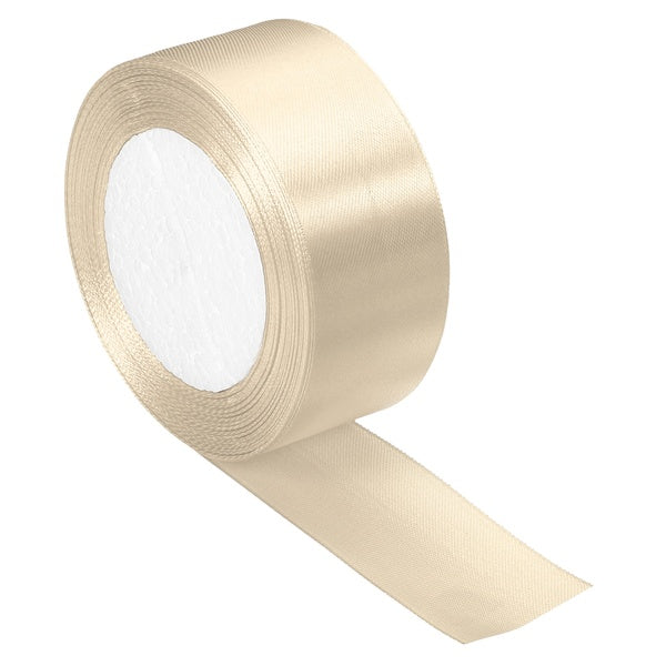 1.5 Inch Wide 24 Yards Satin Ribbon, Double Face Solid Crafts Roll for Party Home DIY Wrapping Decoration, Beige