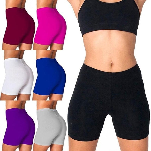 Women Waist Tummy Control Workout Yoga Shorts Black Compression Athletic Bike Running Shorts Slim Stretch Gym Tights