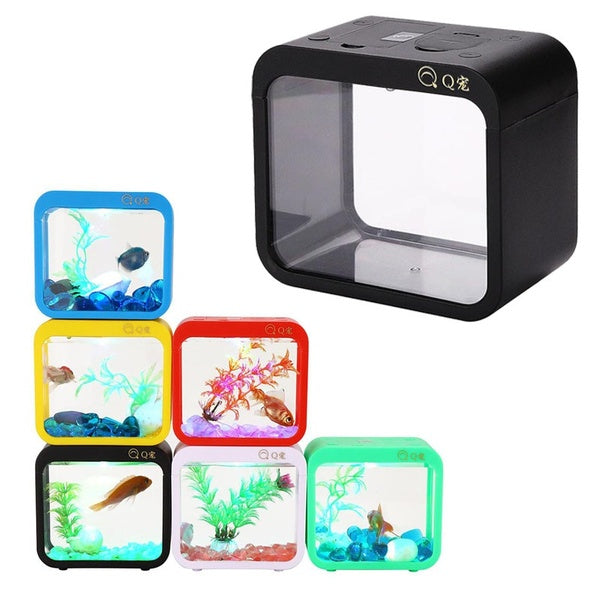 Betta Fish Box Avec LED Night Light Creative Amovible Mini Case Fish Tank Aquarium Poisson Rouge Betta Fish Bowl Décoration De Table