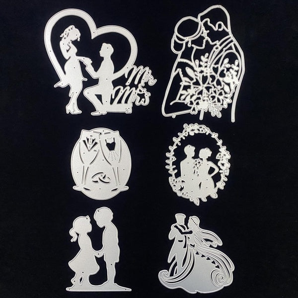 Wedding Groom Bride Lovers Metal Cutting Dies for DIY Scrapbooking Album Wedding Anniversary Card Making Paper Crafts