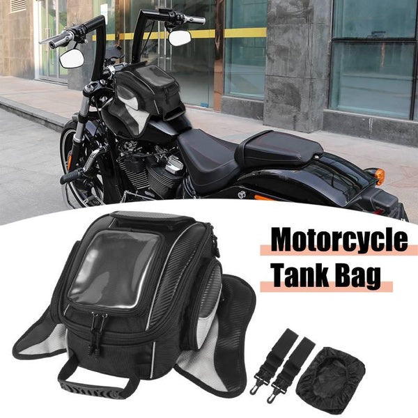 Magnetic Motorcycle Tank Bag - Waterproof Oxford Black Motorbike Saddle Bag Strong Magnetic Motorcycle Fuel Tank Bag Motorcycle Backpack Shoulder Bag
