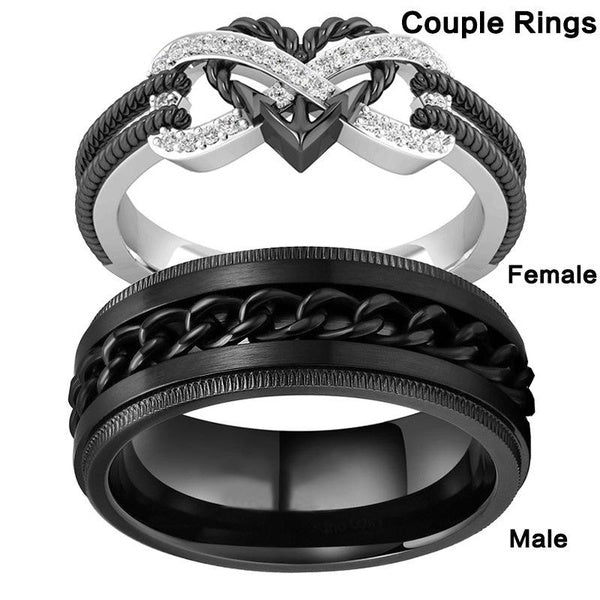 Love Black Infinity Heart Couple Rings Women Stainless Steel Jewelry Wholesale Items For Resale New Listing Gothic Accessories Matron Inn