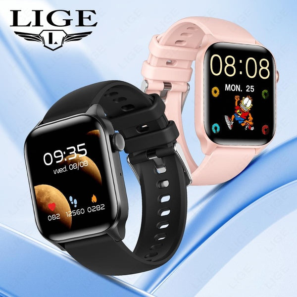 LIGE HD Bluetooth Call Waterproof Smart Watch Man Women Fitness Sport Tracker Fashion Couple Smartwatch Blood Sugar Health Monitoring