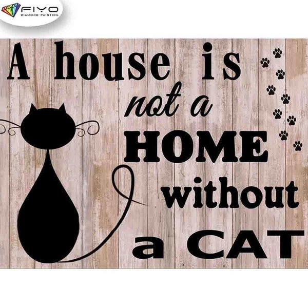 FIYO Cat DIY 5D Diamond Painting Full Drill with Number Kits Home and Kitchen Fashion Mosaic Diamond Painting Canvas Wall Decoration Gift Crafts for