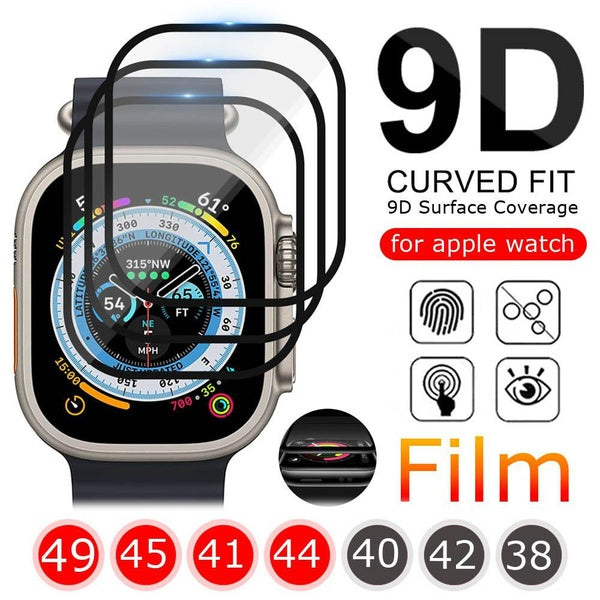 Screen Protector for Apple Watch Ultra 2-Ultra 49mm 9 8 7 41mm 45mm 6 SE 44mm 40mm Soft - Tempered Glass Film Accessories for IWatch Series 5 4 3 2 1