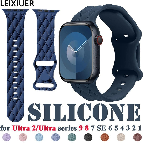 LEIXIUER Silicone Band for Smart Watch Ultra 2-Ultra 49mm 9 8 7 45mm 41mm for SmartWatch Series Se 6 5 4 3 2 1 44mm 40mm 38mm 42mm Sport Breathable S