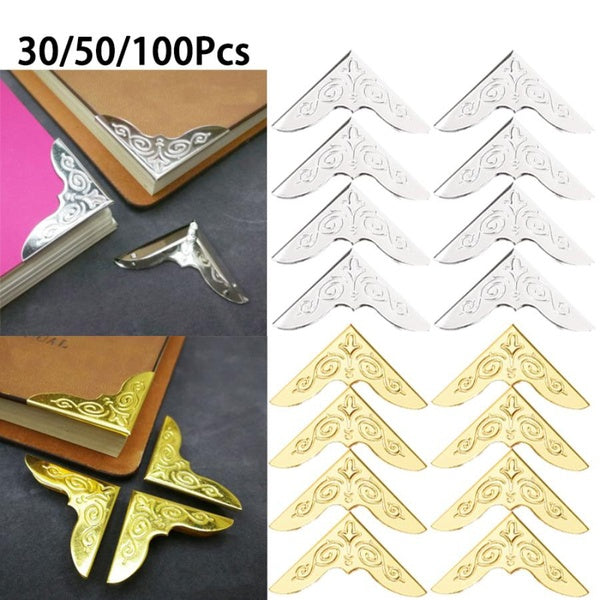 100-50-30pcs Retro Metal Corners Protectors For Books Scrapbooking Photo Albums Book Corner Protector Crafts