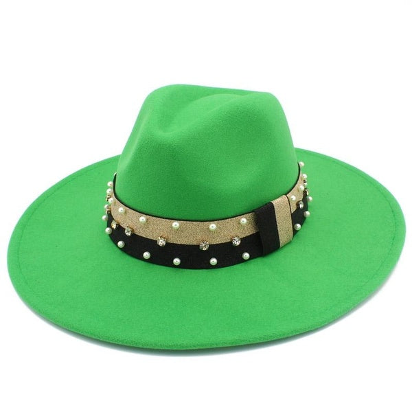 Chapeaux Fedora Chapeau large à large bord Souffleur Chapeau d'église de mariage Chapeaux de jazz pour adultes Feutre Fedoras Heart Top Cap Derby Tri