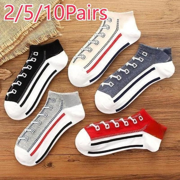 2-5-10Pairs Short Socks for Men and Women Pure Cotton Socks Casual Sports Boat Socks College Style Couple Canvas Socks