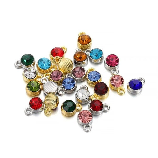 30Pcs-Lot Colorful Crystal Birthstone Dangle Charms Necklace Bracelet Earring Keychain Pendant For DIY Jeweley Making Supplies