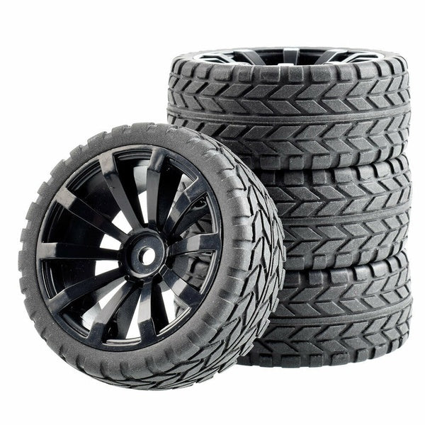 RC 601-6017 Rubber Tires & Plastic Wheel 4Pcs For HSP HPI 1:10 On-Road Car