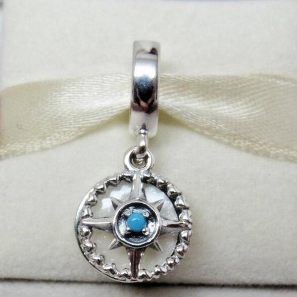 Argent sterling 925 boussole rose pendentif perle fit bracelets de charme européens