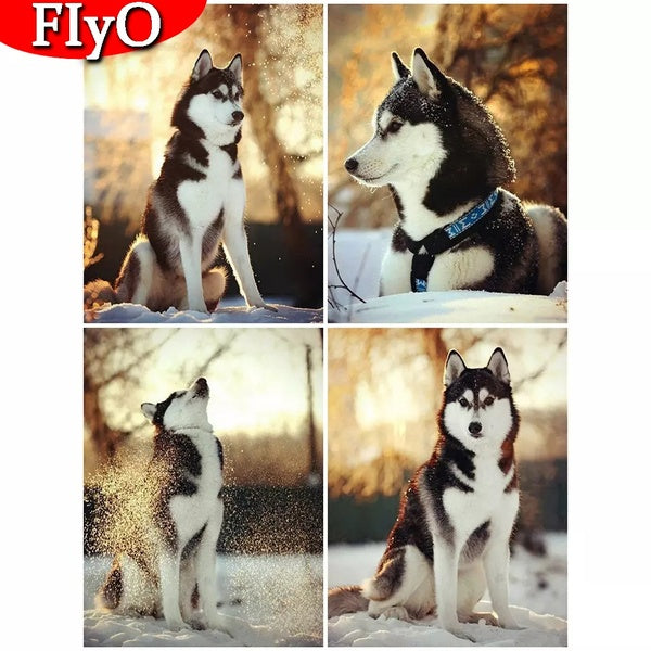 Diamond Painting Husky Snow Full Drill Square Round Craft Kit Diamond Embroidery Animal Dog Art Rhinestone Handmade Gift