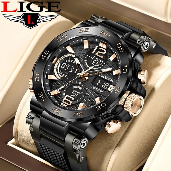 LIGE FOXBOX numérique hommes montre militaire étanche montre-bracelet LED horloge à Quartz montre de sport mâle grandes montres homme Relogios Mascul