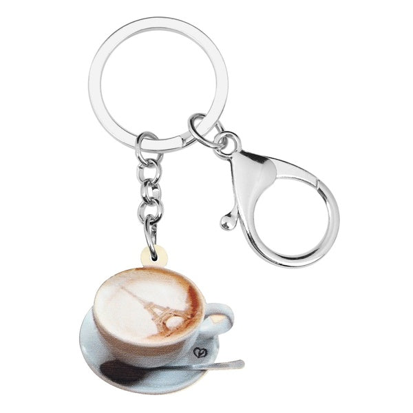 Acrylique Eiffel Serviette Café Tasse Porte-clés Porte-clés Sac De Voiture Bourse Portefeuille Décoration Porte-clés Pour Femmes Fille Hommes Charme