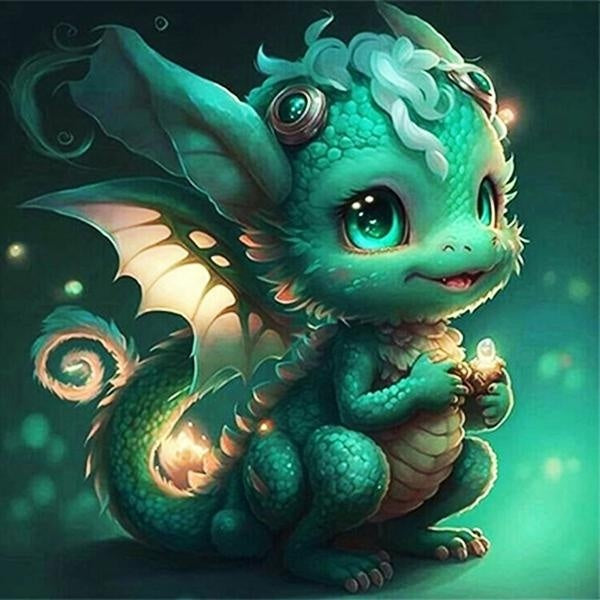 FIYO DIY 5D Cartoon dragon Diamond Painting Full Drill with Number Kits Home and Kitchen Fashion Mosaic Diamond Painting Canvas Wall Decoration Gift