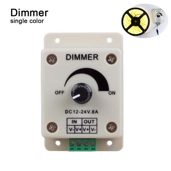 PWM Dimming Controller for LED Lights Ribbon Strip 12 - 24 Volt (12V - 24V) 8 Amp Electrical Dimmer Switches for Home
