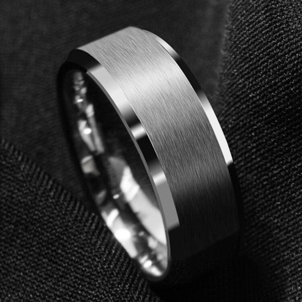 8mm Titanium Steel Ring Matte Surface Brushed Wedding Band Men's Jewelry