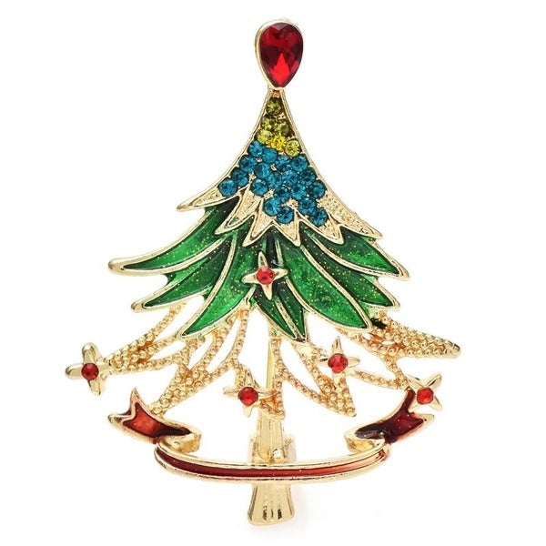 New Christmas Tree Brooches For Women Enamel Pine Tree New Year Plants Casual Party Brooch Pin Gifts