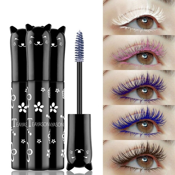 6 Color Mascara Waterproof Fast Dry Eyelashes Curls Extension Make-Up Eyelashes Blue Pink Purple Black White Ink Mascara