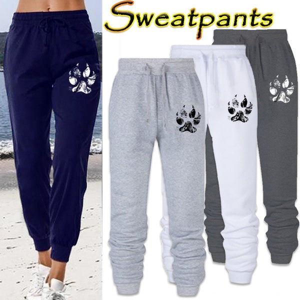 Ladies Cotton Sweatpants Autumn Winter Out Wear High Waist Long Pants Jogger Trousers Casual Sports Fitness Printed Jogging Pants for Women S-4XL