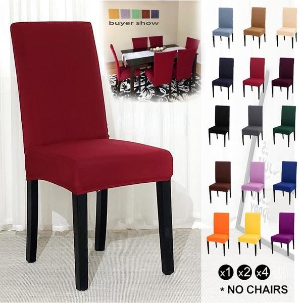 1-2-4Pcs Solid Color Chair Cover Spandex Slipcovers for Dining Room Stretch Elastic Chair Covers Banquet Hotel Kitchen Wedding 10 Colors