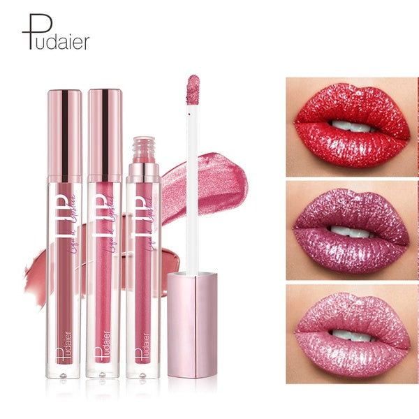 Pudaier Matte Liquid Lipstick Waterproof Professional Makeup Full Portable Glitter Lip Glaze for Make Up Tint Lip Gloss Cosmetic