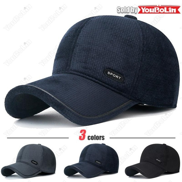 New Middle-Aged and Elderly Winter Ear Protection Plus Velvet Thickened Peaked Cap to Prevent Wind and Cold and Keep Warm Baseball cap