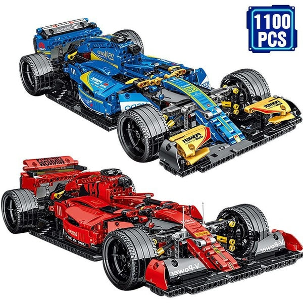 1100Pcs Red Blue Racing Sports Car Model Building Blocks Bricks Educational Toys Kids Gift