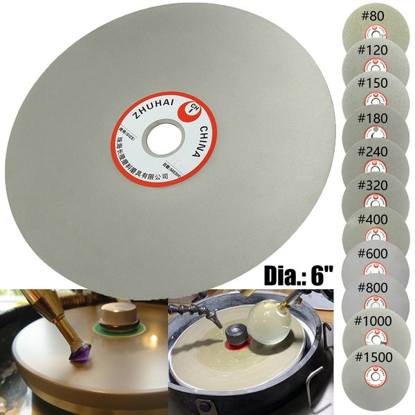 6 pouces - 150mm bijoux polissage de précision diamant enduit plat roue de recouvrement disque de meulage outil de polissage grain 80-1500