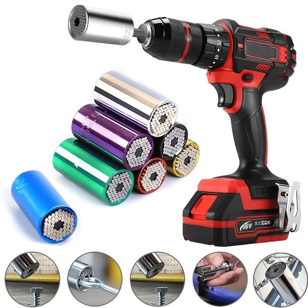 Universal Universal Socket Wrench 7-19mm Professional Socket Portable Tool Set Manual Multifunctional Wrench Repair Set with Electric Drill and Ratch