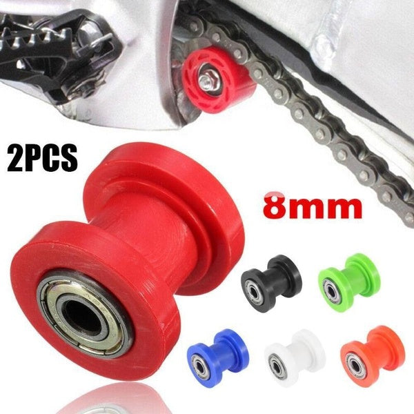 2PCS 8mm Inner Diameter Chain Tensioner Roller Slider Tensioner Wheel Guide for Motorcycle Pit Dirt Mini Bike ATV