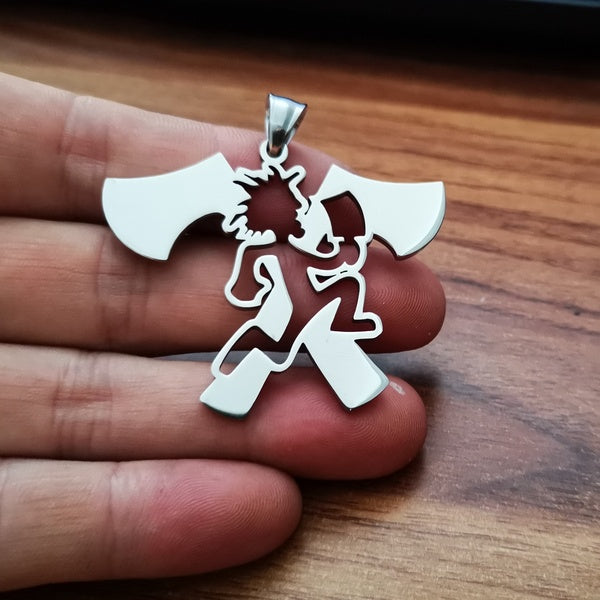 Argent Couleur ICP Twiztid Elopement Musique charme Double hache fille et homme pendentif perles chaîne Collier 3mm 30 pouces